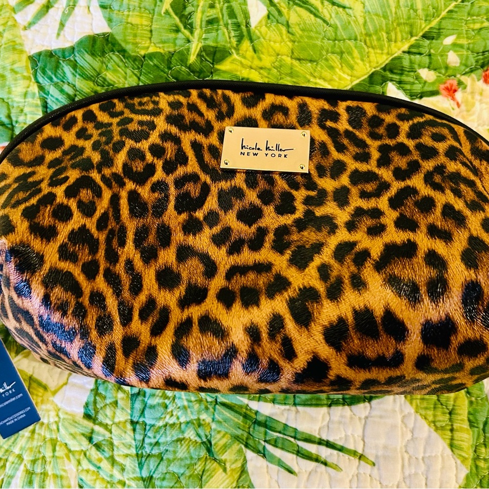 Nicole Miller Leopard Print Makeup Bag